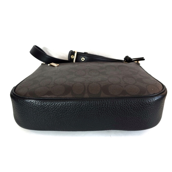 COACH Ellie File Bag In Signature Canvas  Crossbody Bag Gold/Brown Black - Picture 6 of 10